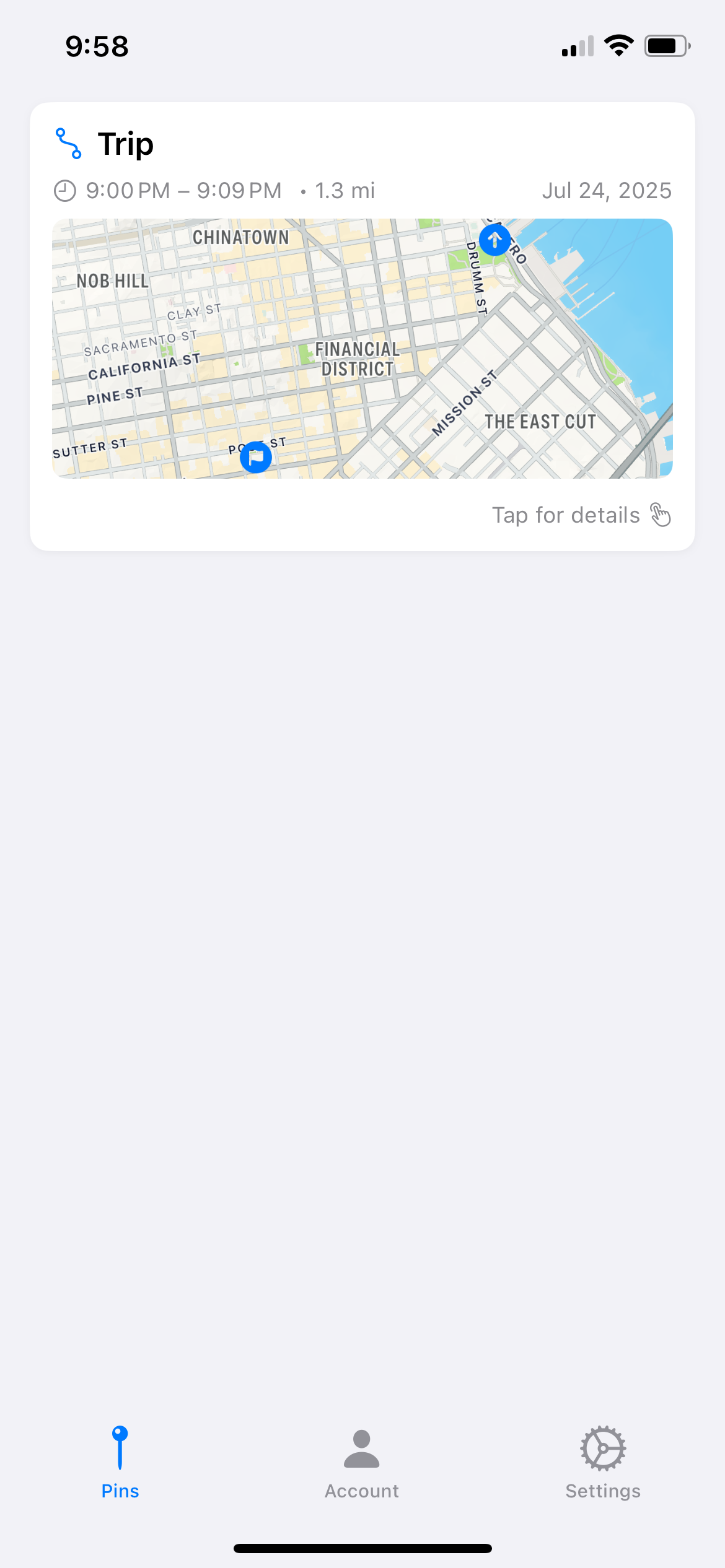 Trip List Screen