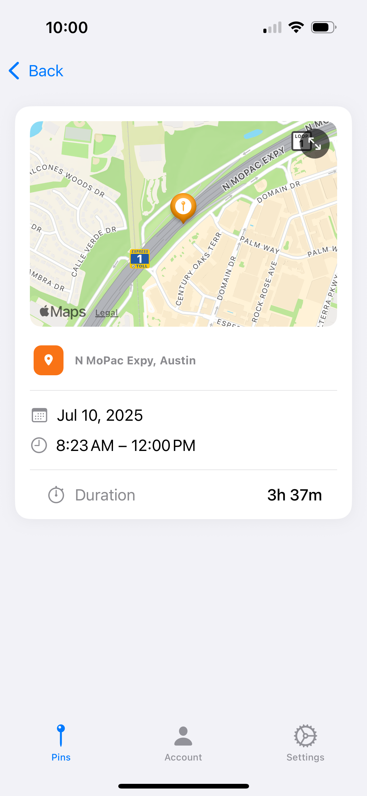 Stationary Location Screen