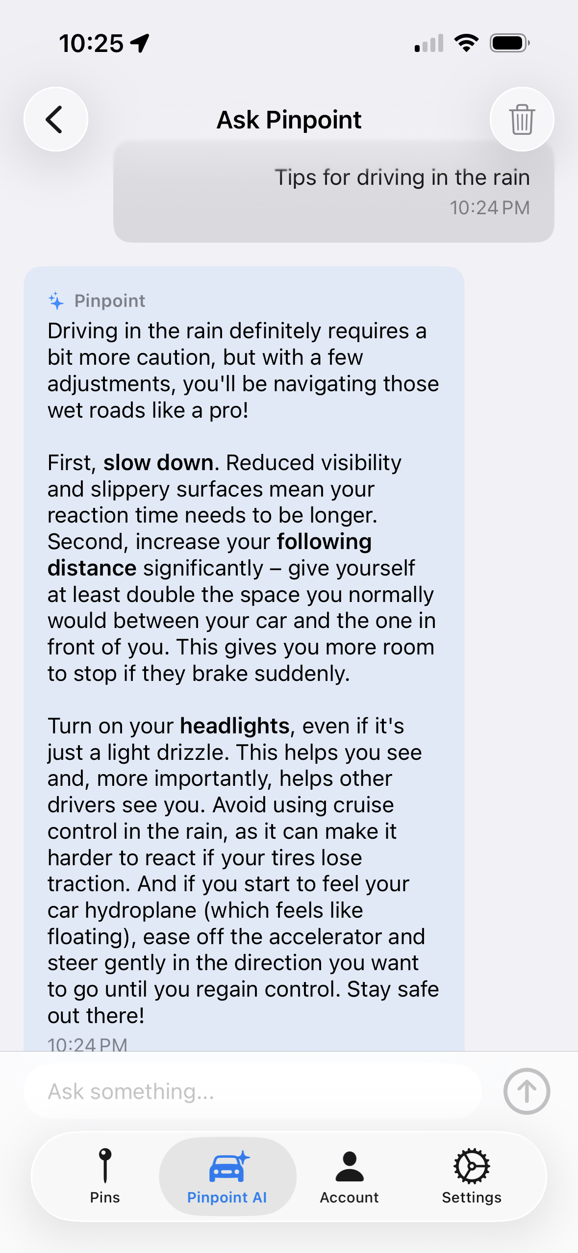 Ask Pinpoint AI chat
